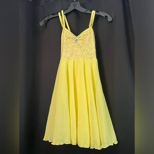 Weissman Yellow Dance Costume Dress with Embroidered Bodice